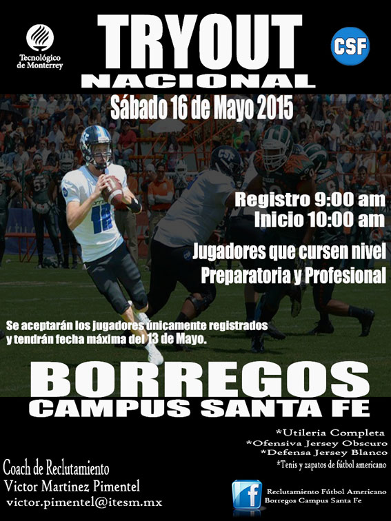 Borregos Santa Fe convoca a try out nacional