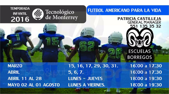 Invitación a la escuela de football americano infantil en Irapuato