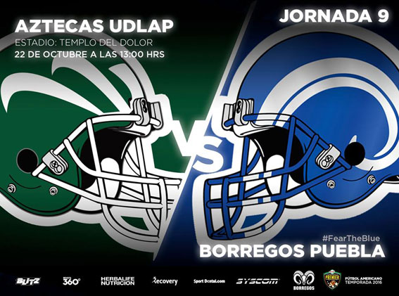 Postal del partido Borregos Puebla vs. Aztecas UDLAP