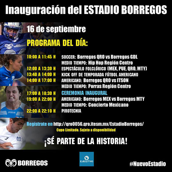 Programa para la inauguración del estadio Borregos